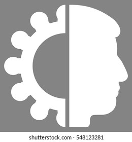 Android Head vector icon. Style is flat graphic symbol, white color, gray background.