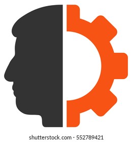 Android Head vector icon. Style is flat graphic bicolor symbol, orange and gray colors, white background.