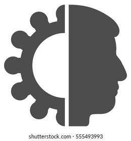 Android Head vector icon. Style is flat graphic symbol, gray color, white background.