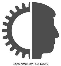 Android Head vector icon. Style is flat graphic symbol, gray color, white background.