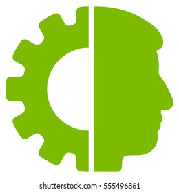 Android Head vector icon. Style is flat graphic symbol, eco green color, white background.