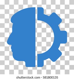 Android Head vector pictogram. Illustration style is a flat iconic cobalt symbol on a transparent background.