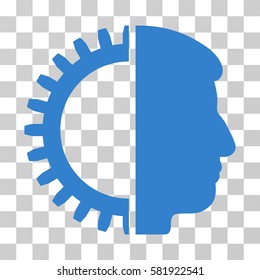Android Head vector pictogram. Illustration style is a flat iconic cobalt symbol on a transparent background.