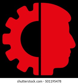 Android Head vector pictogram. Style is flat graphic symbol, red color, black background.