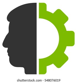 Android Head vector pictogram. Style is flat graphic bicolor symbol, eco green and gray colors, white background.