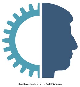 Android Head vector pictogram. Style is flat graphic bicolor symbol, cyan and blue colors, white background.