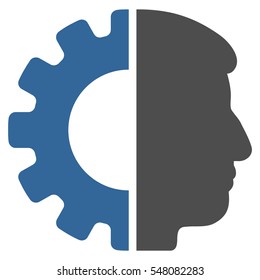 Android Head vector pictogram. Style is flat graphic bicolor symbol, cobalt and gray colors, white background.