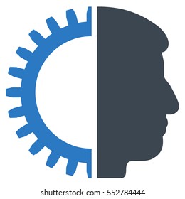 Android Head vector pictogram. Style is flat graphic bicolor symbol, smooth blue colors, white background.