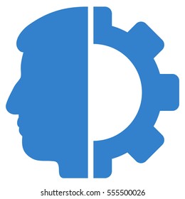 Android Head vector pictogram. Style is flat graphic symbol, cobalt color, white background.