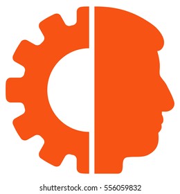 Android Head vector pictogram. Style is flat graphic symbol, orange color, white background.
