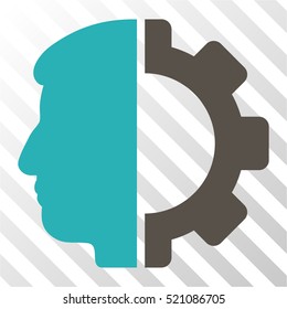 Android Head vector pictograph. Illustration style is flat iconic bicolor grey and cyan symbol on a hatch transparent background.