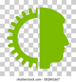 Android Head vector pictograph. Illustration style is a flat iconic eco green symbol on a transparent background.