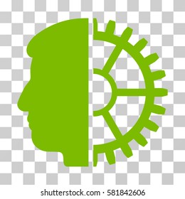 Android Head vector pictograph. Illustration style is a flat iconic eco green symbol on a transparent background.