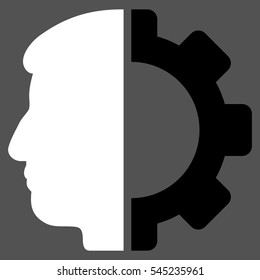 Android Head vector pictograph. Style is flat graphic bicolor symbol, black and white colors, gray background.
