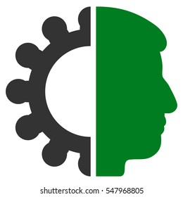 Android Head vector pictograph. Style is flat graphic bicolor symbol, green and gray colors, white background.
