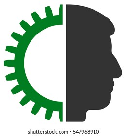 Android Head vector pictograph. Style is flat graphic bicolor symbol, green and gray colors, white background.