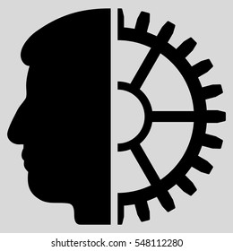 Android Head vector pictograph. Style is flat graphic symbol, black color, light gray background.
