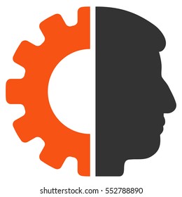 Android Head vector pictograph. Style is flat graphic bicolor symbol, orange and gray colors, white background.