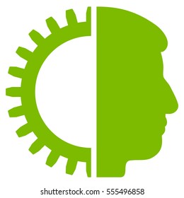 Android Head vector pictograph. Style is flat graphic symbol, eco green color, white background.