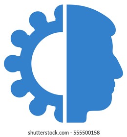 Android Head vector pictograph. Style is flat graphic symbol, cobalt color, white background.