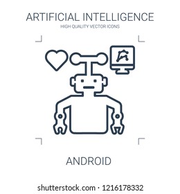 android icon. high quality line android icon on white background. from artificial intelligence collection flat trendy vector android symbol. use for web and mobile