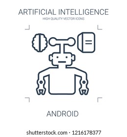 android icon. high quality line android icon on white background. from artificial intelligence collection flat trendy vector android symbol. use for web and mobile