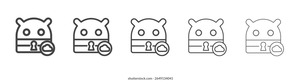 Símbolo do vetor de ilustração do contorno de ícone de nuvem do Android keypass