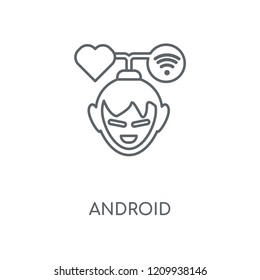 Android linear icon. Android concept stroke symbol design. Thin graphic elements vector illustration, outline pattern on a white background, eps 10.