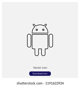 Icono del logotipo Android en estilo plano moderno aislado en fondo gris, símbolo moderno ilustración vectorial para web