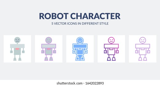 Android machine vector icon in flat, line, gradient and glyph style. Cyborg pictogram.