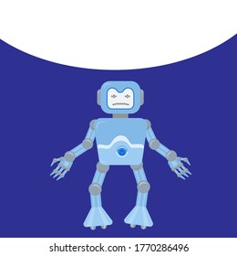 Android mechanical robot with sad facial expressions. The robot is broken, space for text, copy space. Vector illustration