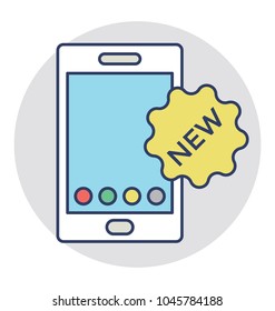 
An android mobile with new badge concept of new product  offer
