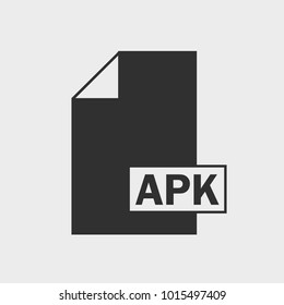 Android Package Kit APK file format Icon on gray background. 