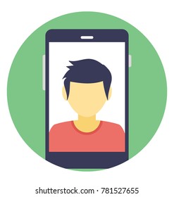 An android phone with picture flat design icon