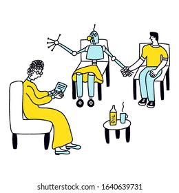 Android Relationship Counselor. Future career concept.