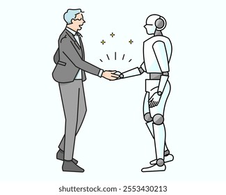 android robot and a business man vector illustration