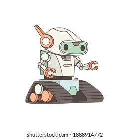 Android robot or cartoon robots characters, cyborg isolated on white background. ESP 10 Vector.