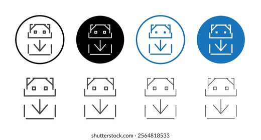 Android robot download icon Thin outline art symbol