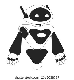 Android robot flat monochrome isolated vector object. AI technology. Editable black and white line art drawing. Simple outline spot illustration for web graphic design