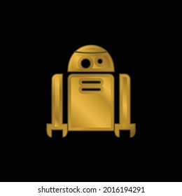 Android Robot gold plated metalic icon or logo vector