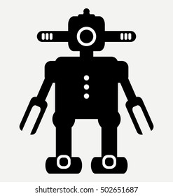 android robot illustration, icon, flat illustration isolated on light background