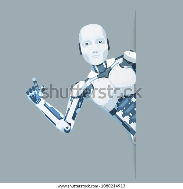 Android Robot Look Out Corner Online Stock Vector Royalty Free 1080214913