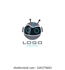 android robot neon glowing logo, vector, eps 10