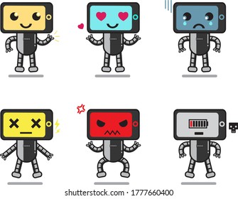 Android robot showing various emotion