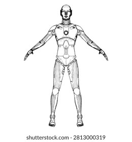 Android Robot Vector 27. Humanoid Cyborg Illustration Isolated On White Background.