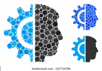 Android robotics composition of round dots in various sizes and shades, based on android robotics icon. Vector dots are united into blue composition.