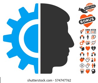 Android Robotics icon with bonus decorative design elements. Vector illustration style is flat iconic elements for web design, app user interfaces.