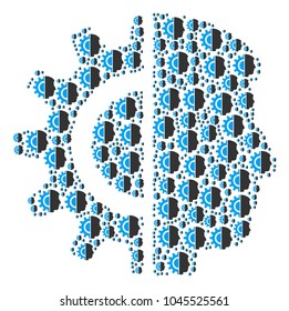 Android Robotics illustration composed in the collection of android robotics icons. Vector iconized composition designed from simple elements.