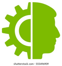 Android Robotics vector pictograph. Style is flat graphic symbol, eco green color, white background.