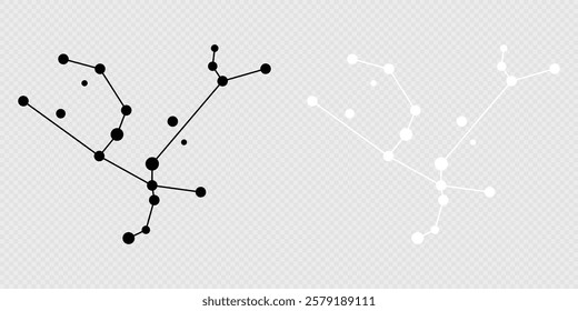 Andromeda constellation map set. Vector illustration.